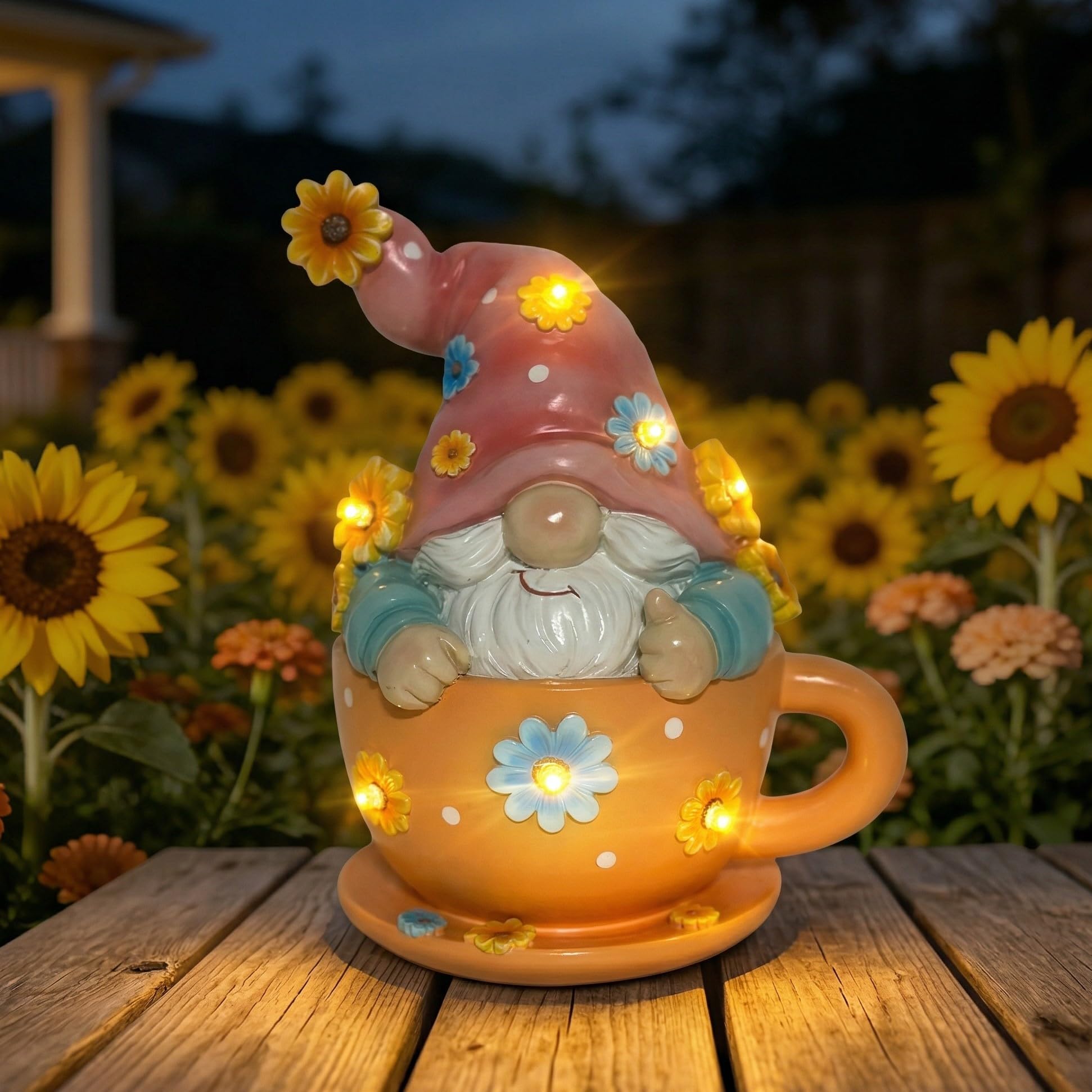 Amazon.com : Joint Honglin Solar Garden Gnome Statue in Teacup