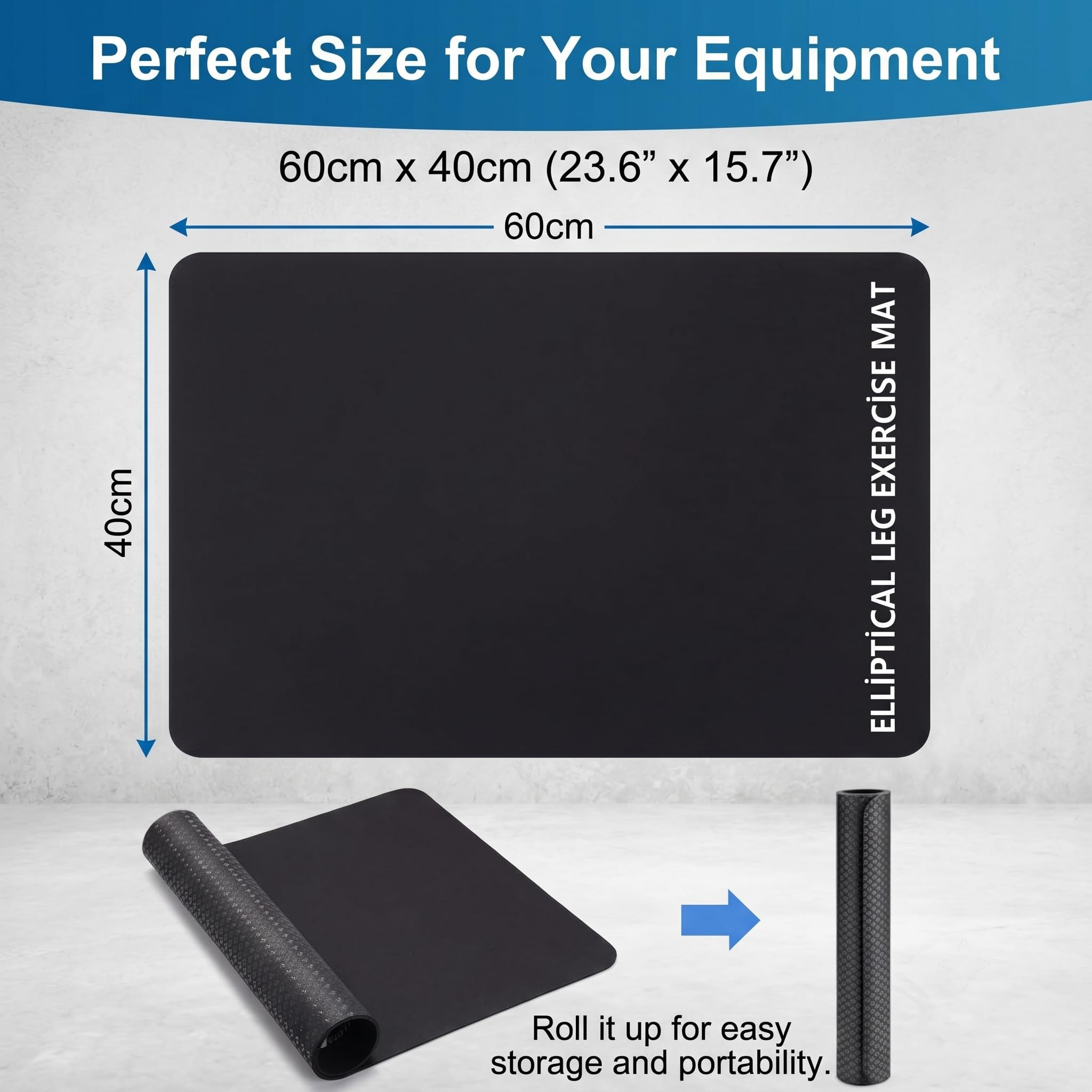 60 x 40cm Upgraded Tappetino Fitness, Tappetino per Palestra Anti-Rumore e Anti-Scivolo con Protezione Pavimento per Home Trainer, Ellittica, Pedaltrainer e Attrezzatura Gym