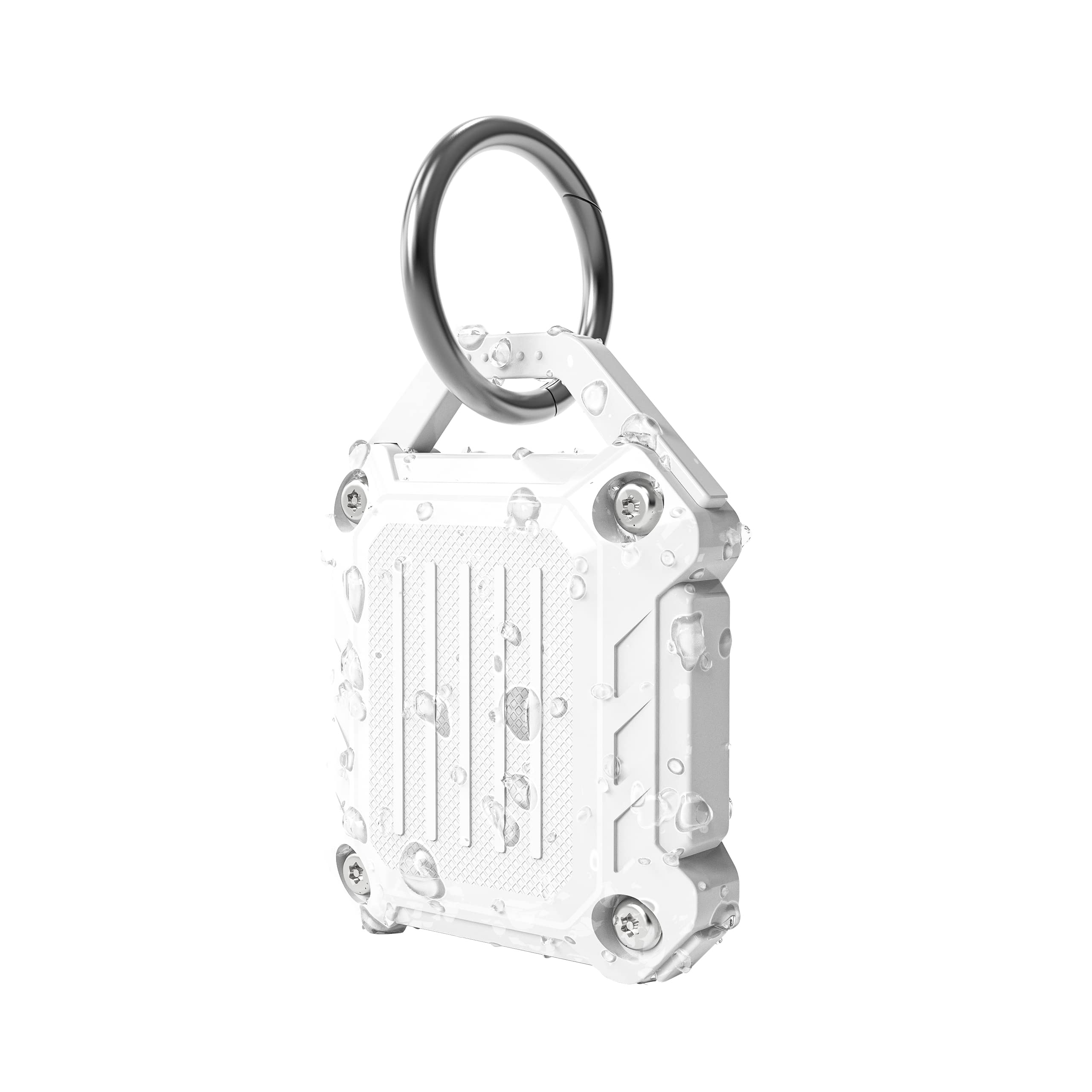 Dovick- Waterproof Airtag Keychain Holder Case,Screw Full Cover Compatible with Apple Air Tag Tracker Key Ring (White 1Pack)