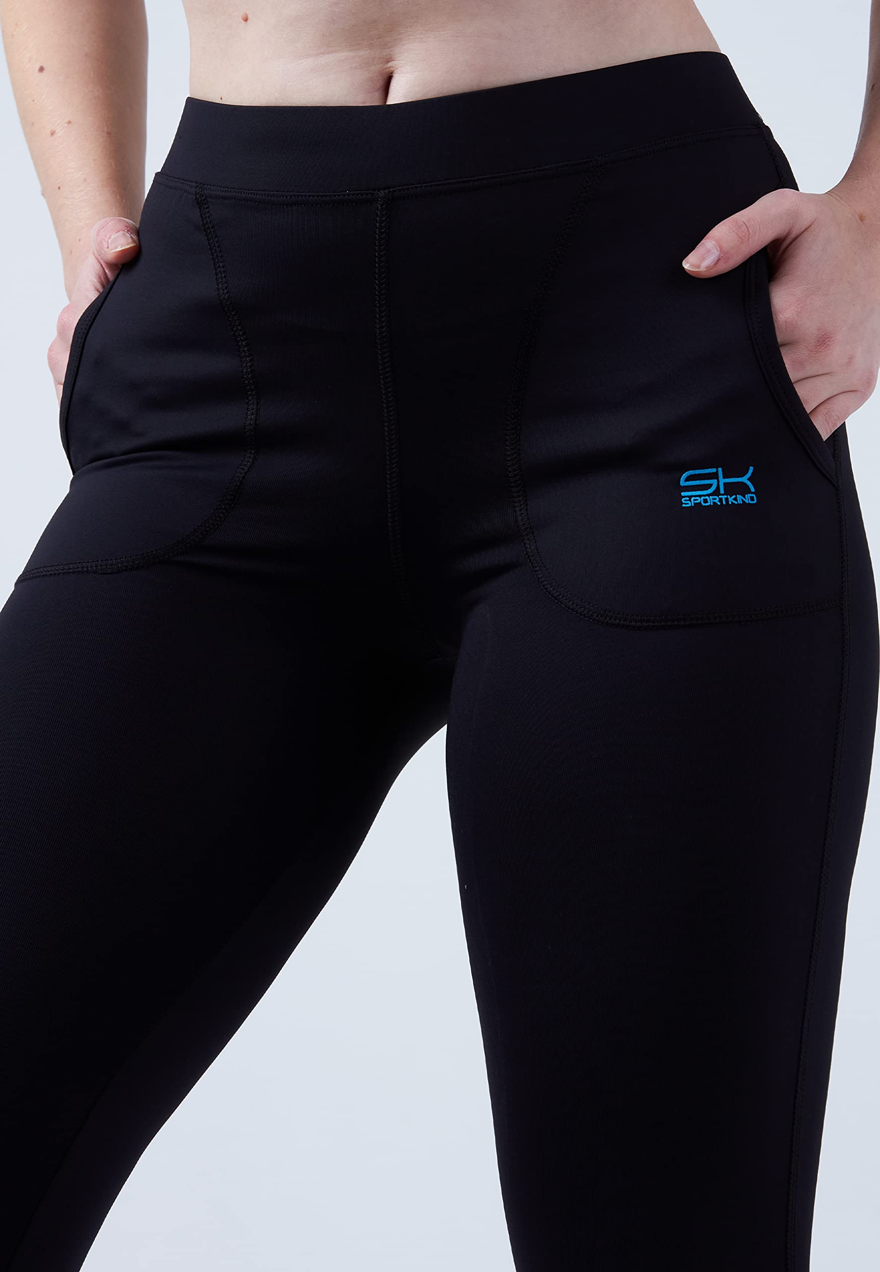 Sportkind Mädchen & Damen Tennis, Padel, Running Tights, Sport 7/8 Lange Leggings mit Taschen, Mid Waist, Blickdicht, atmungsaktiv