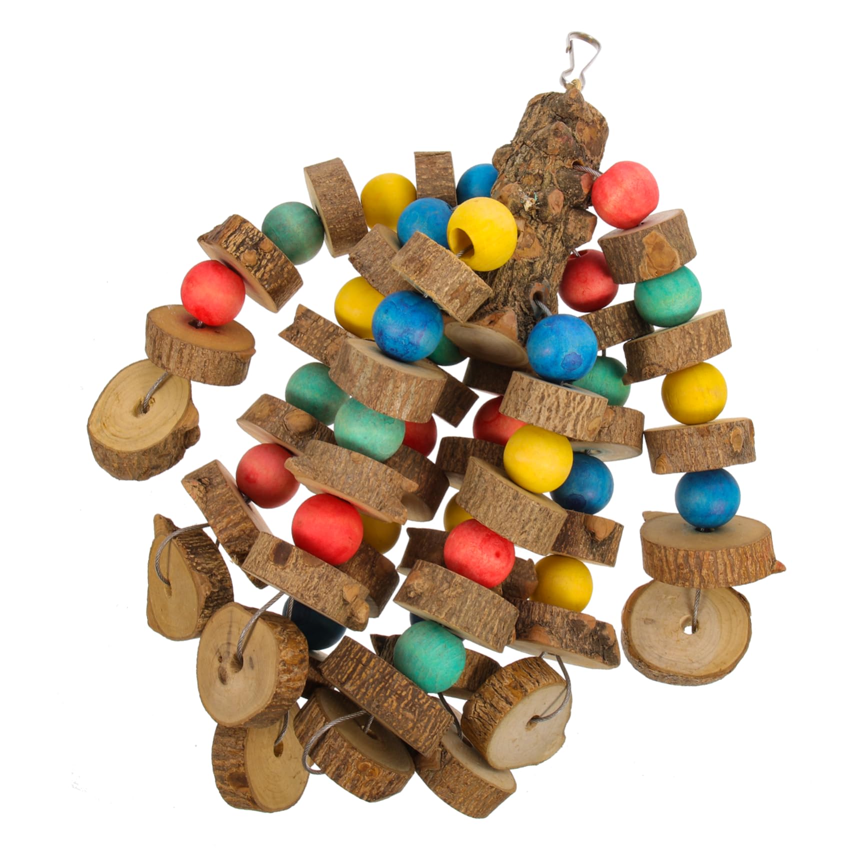 Giocattolo Pappagallo in Legno di Pepe con Gancio Antiscivolo, Giochi da Masticare per Uccelli da Gabbia Medi e Grandi, Accessorio per Pappagalli e Pappagalli Ara da Interno