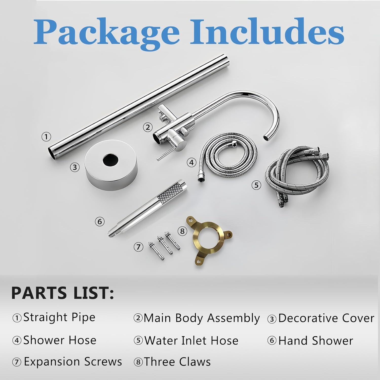 Freestanding Bathtub Faucet, Floor Mount Bathtub Faucet Freestanding Tub Faucet Standing Bathtub Filler, High-Flow Bath Shower Faucet with Handheld sprinkler, Chrome Plated, Brass