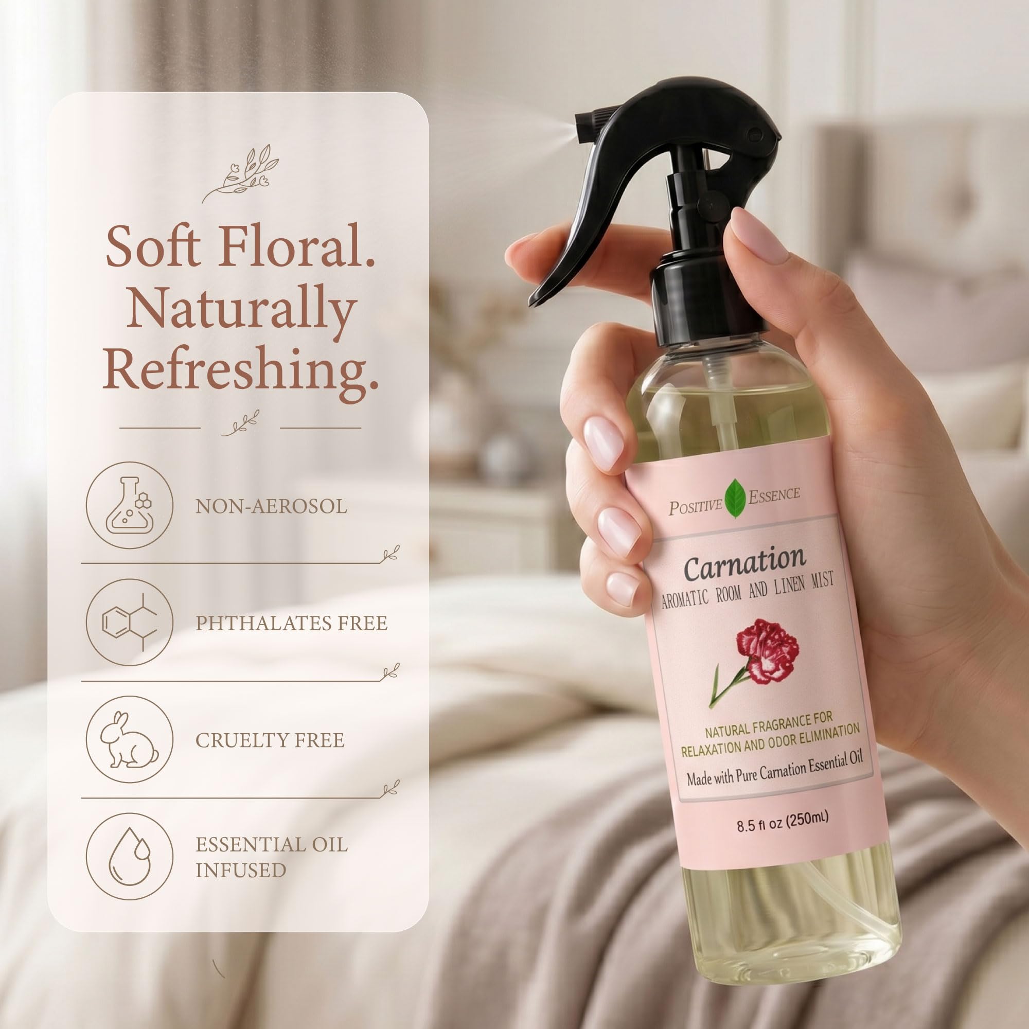 Carnation Room Spray & Linen Spray, Floral Home Fragrance, 8.45 fl oz view 2
