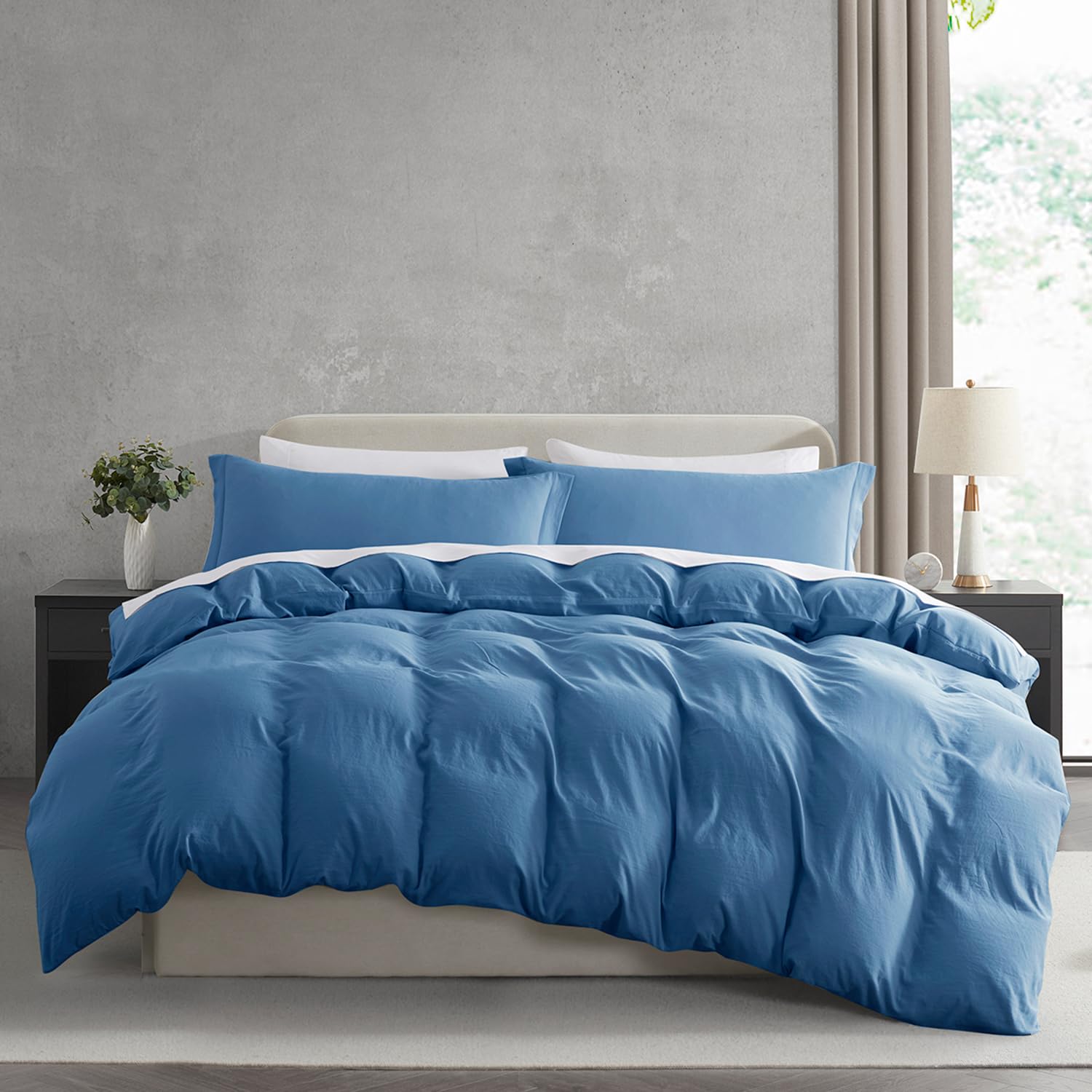 Nestl Twin Duvet Cover Set - Soft Prewashed Blue Heaven Duvet Cover Twin/Twin XL, 2 Piece, with Zipper Closure, 1 Duvet Cover 68x90 inches and 1