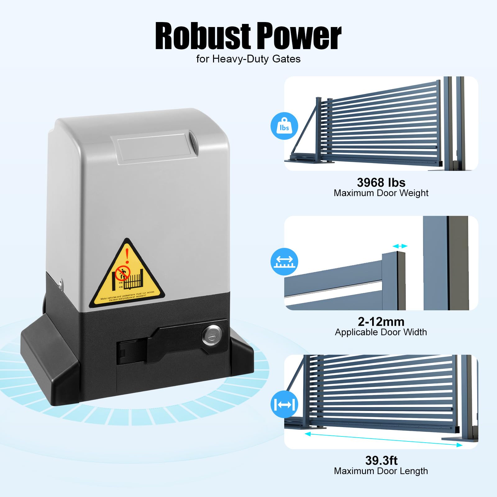 Motorizzazione Cancello Scorrevole 750W, Apriscatole Automatico Elettrico 1600Kg 12M, Motore A Cremagliera Con 2 Telecomandi, Chiusura Automatica 5/10/20S, Porta Villa Giardino 50M