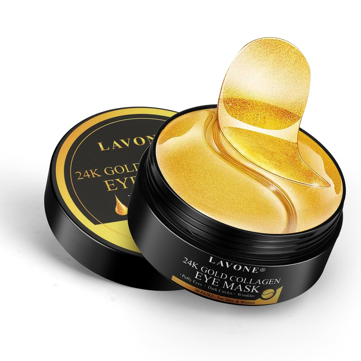 LAVONE Eye Mask – 30 Pairs 24K Gold Under Eye Patches Skin Care Products-Eye Masks Skincare for Dark Circles and Puffiness,Reduce Wrinkles and Fine Lines,for Women and Man