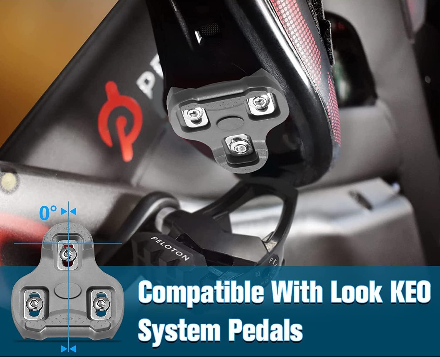 Tacobey Calas de Ciclismo Compatible con Look keo Pedales, Calas de Bicicleta con Tornillos, Negro 0° /Rojo 9° /Gris 4.5°