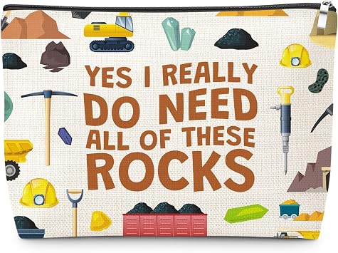National Geographic Rock Collection Gift Makeup Bag geology Enthusiasts Gift for Friends Stone Lovers Rock Collector Travel Pouch Christmas Birthday Gifts for Geologist Women Cosmetic Bag with Zipper