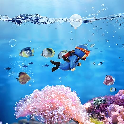 Amazon 水槽 アクアリウム ダイバー フィギュア 装飾 水族館オーナメント ミニチュアダイバーフィギュア 水槽アクセサリー フローティングデバイス ダイバー水槽の装飾 青い Fzqbey オーナメント 通販