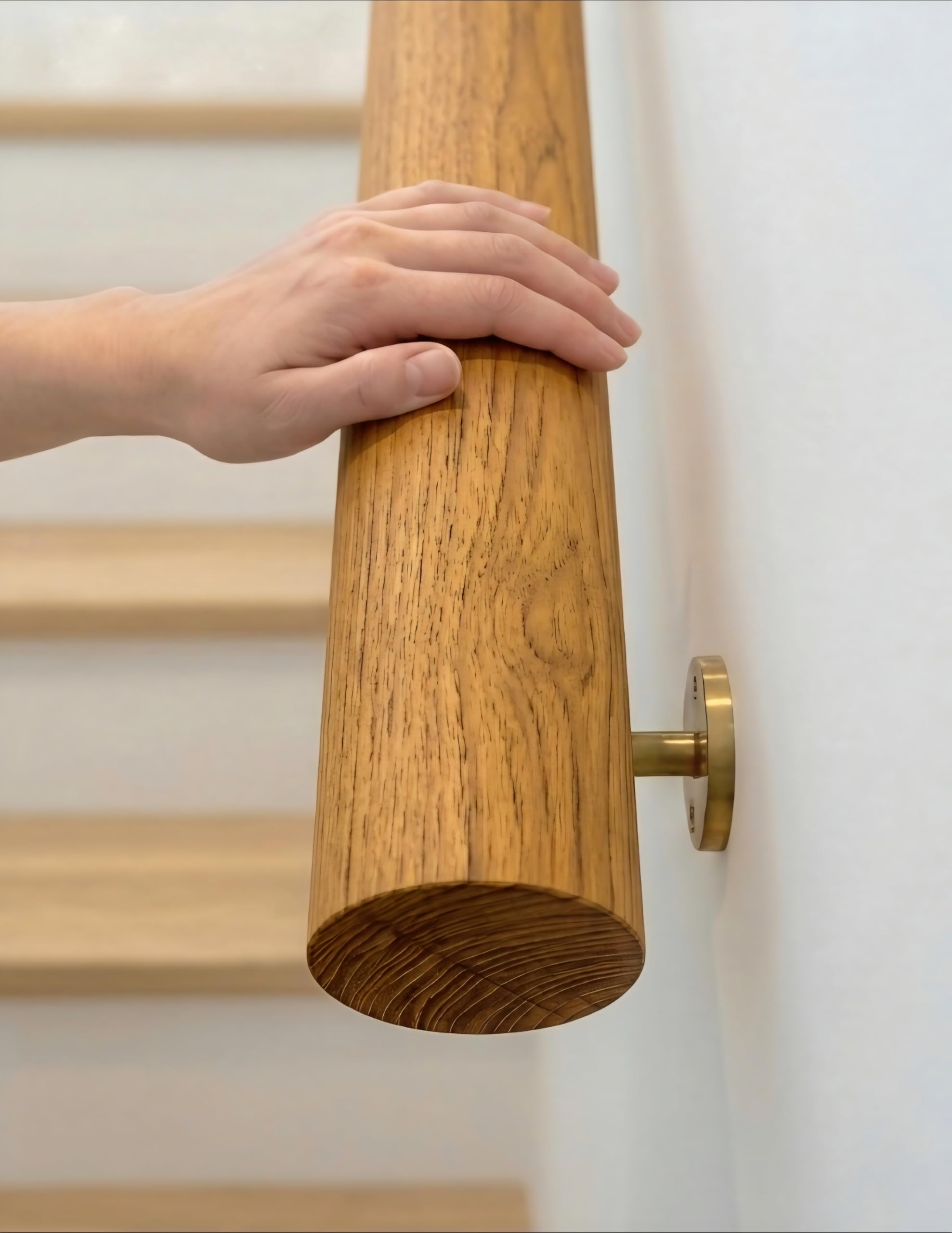 Wooden Handrail for Staircase Stair Rail Banister with Wall Mounted Brackets Made of Solid Wood Smooth & Sturdy Elegant and Minimalist Oval Design. (Teak Wood, 2 feet)-image-27
