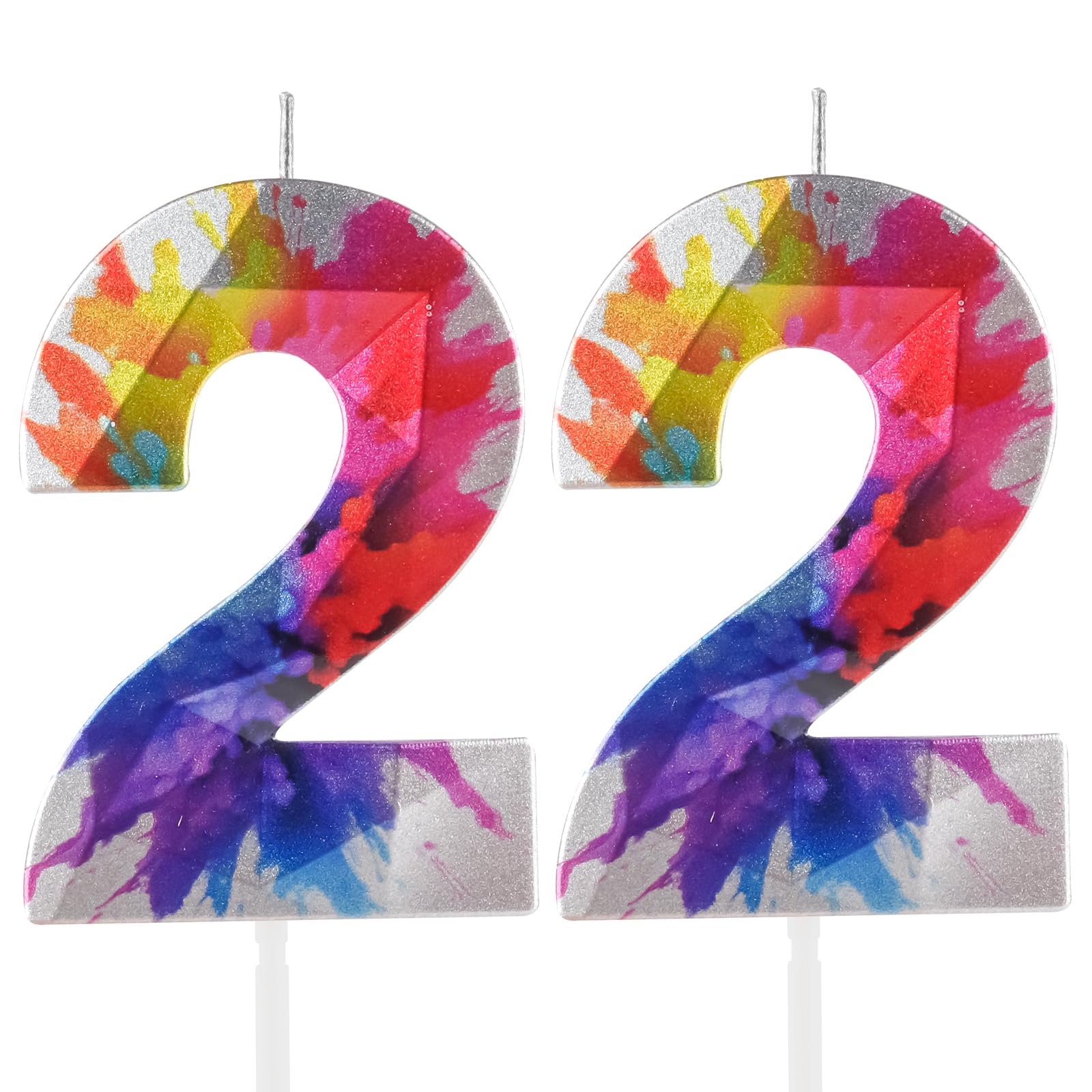 Colorful Graffiti Number 22 Candle, 22 Birthday Candle, Colorful Happy 22 Birthday Candles for Cake, Colorful Cake Topper Decorations for Boys Girls