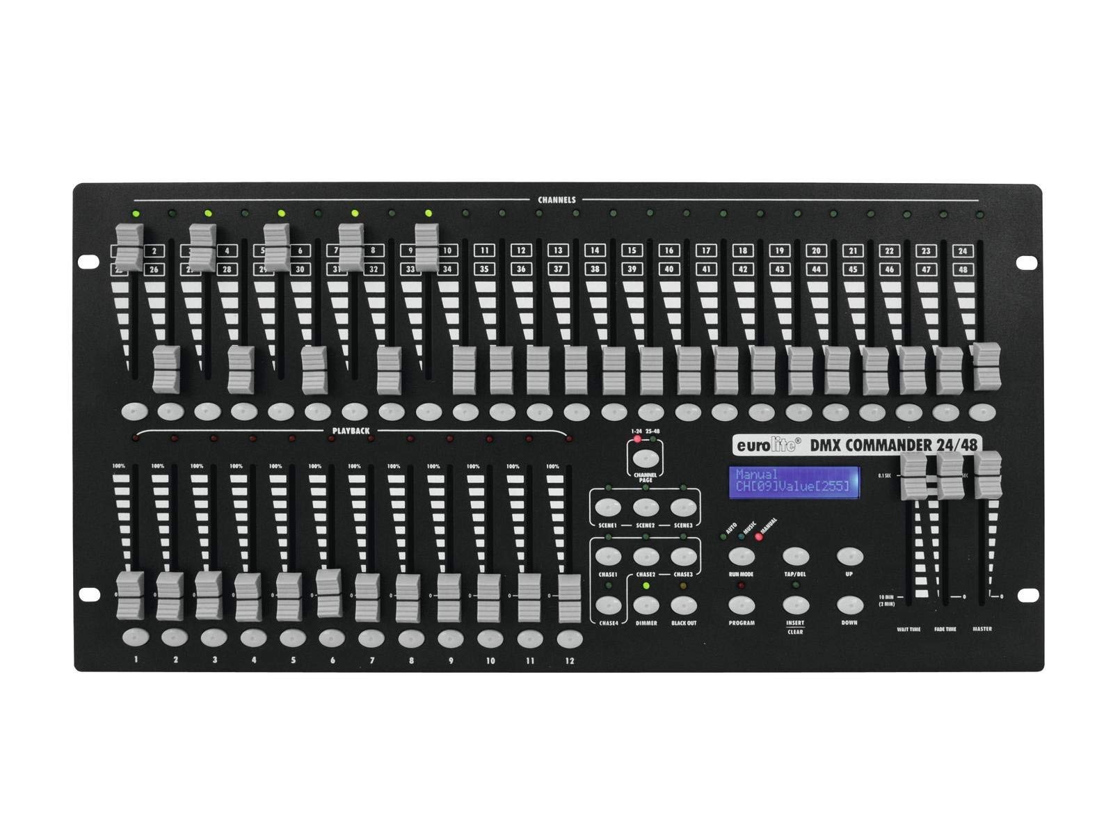 EUROLITE DMX Commander 24/48 Controller | Theaterlicht-Pult für 48 DMX-Kanäle, jede Szene in der Helligkeit einstellbar