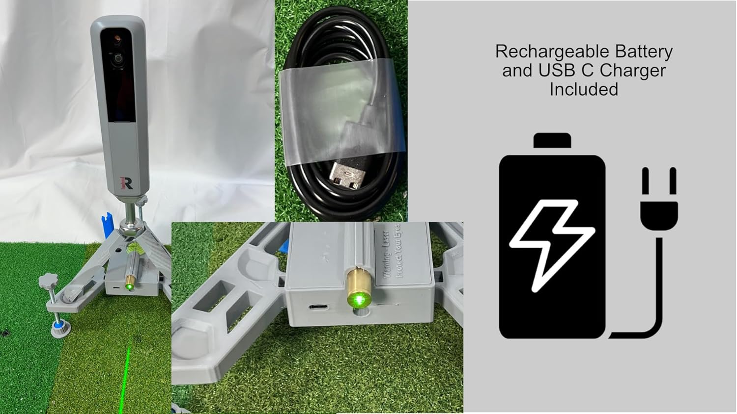 Leveling and Alignment Stand with Integrated Green Alignment line and Rechargeable Battery for Rapsodo MLM2Pro and Garmin R10 Launch Monitor