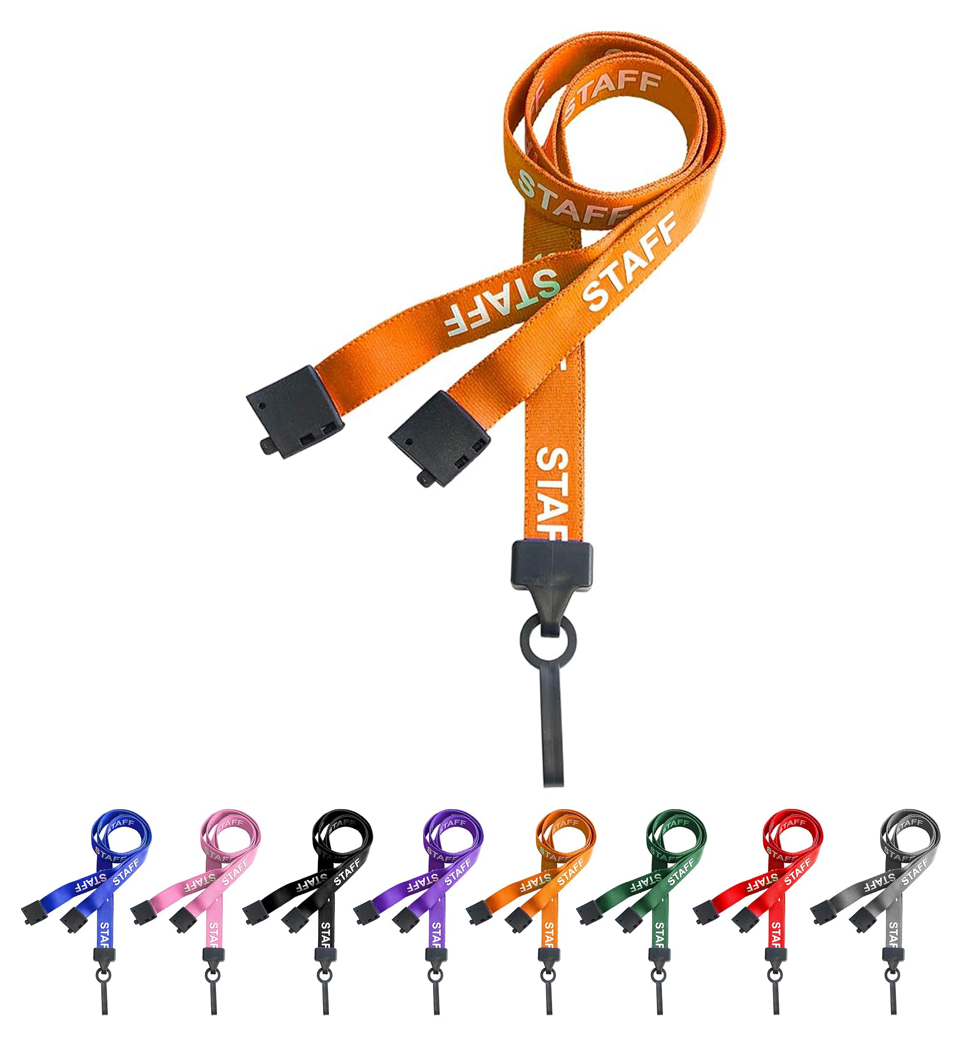 PCL Media ltd® Oraneg Staff Neck Strap Lanyard ID Card Holder with Plastic Clip and Safety Breakaway Catch - (Pack of 25) Staff Lanyard