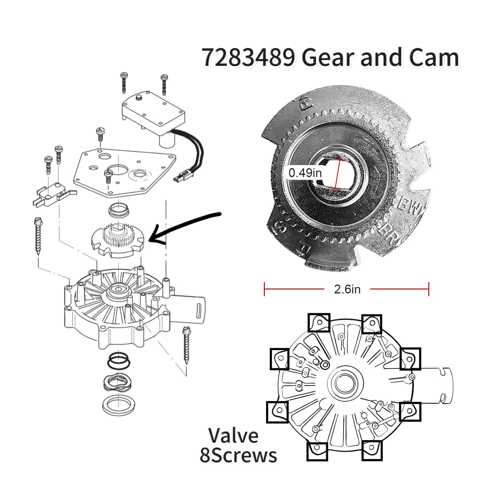 Water Softener Motor & Cam Gears Kit - ROSARIN -4