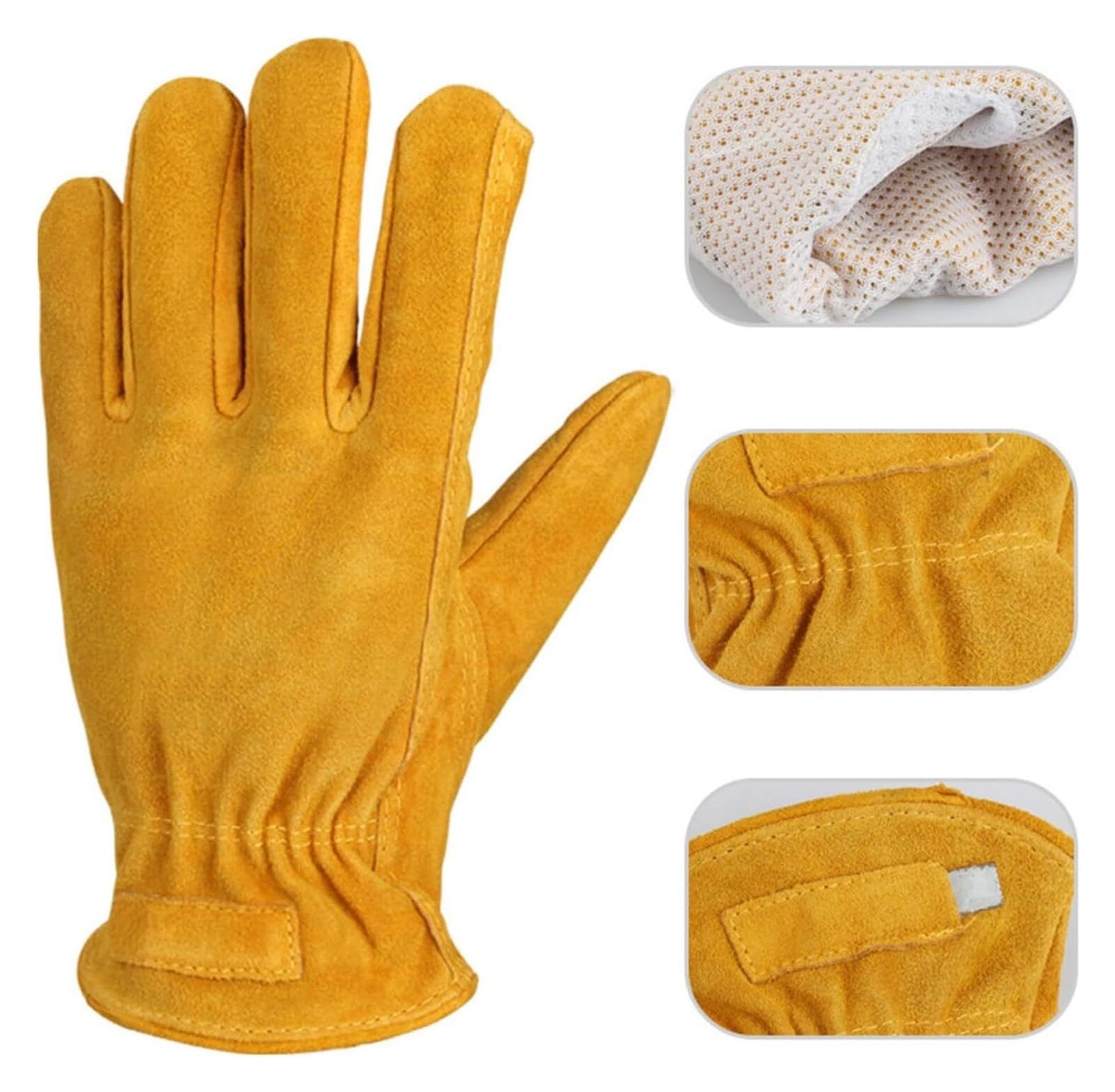 Guantes de jardinería, guantes de soldadura cortos, paquete múltiple, guantes aislantes de gamuza de cuero, guantes de trabajo antideslizantes for manipulación de construcción y corte, 2 pares(XL)