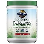 Garden of Life Raw Organic Perfect Food Green Superfood Juiced Greens Powder - Apple Flavor, 30 Servings - Vegan Gluten Free Whole Food Dietary Supplement, Greens Plus Probiotics & Enzymes