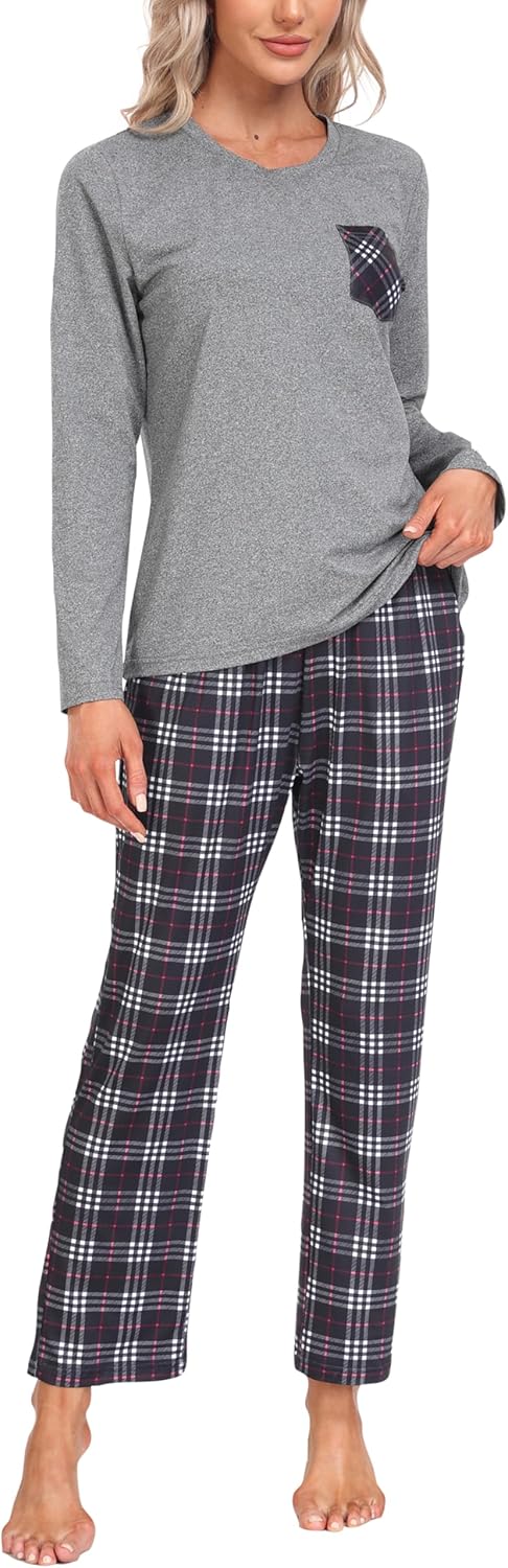 MoFiz Women's Pajama sets Long Sleeve Sleepwear Soft Christmas Pajamas 2 Piece Loungewear Warm Pjs Sets for Winter Holiday