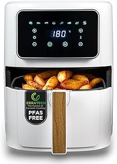 BERGNER NATURALLY - Friteuse à air chaud SANS PFAS 1800W 6.9L - 8 programmes de cuisson - Friteuse à air avec revêtement céramique - Réglage de la température 80-200°C - Minuterie jusqu'à 30 min.