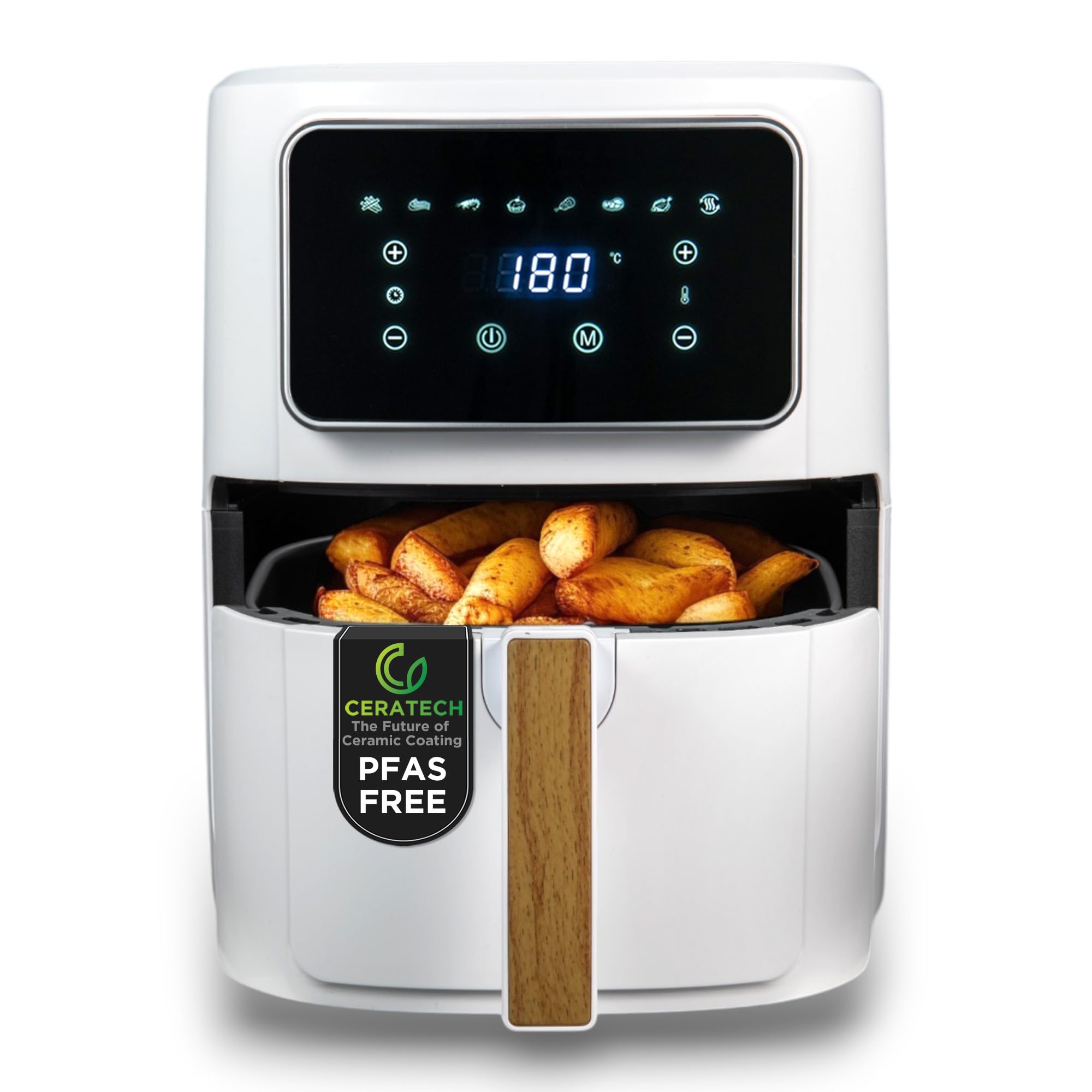 Bergner CHARCOAL Freidora de aire 1800W 6.9L 8 programas de cocción, con Revestimiento Cerámico - Temporizador hasta 30 min