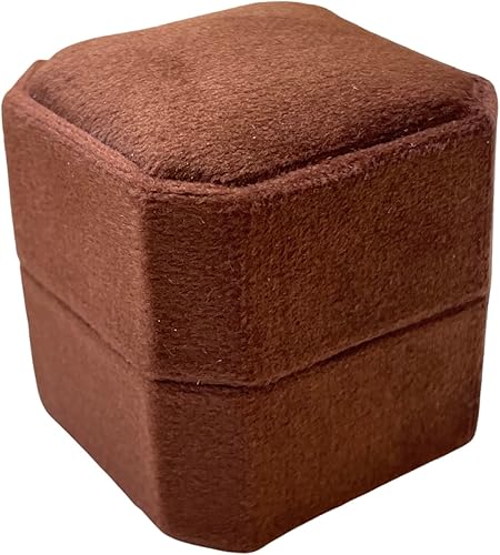 Miniatura 4 de Caja de anillos de compromiso de alta calidad 1 ranura cuadrada octágono de boda joyero de terciopelo vintage para compromiso y ceremonia de boda