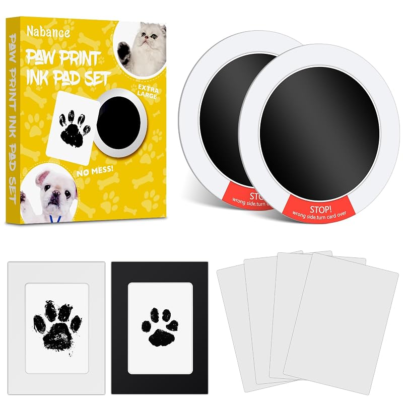 Kit de Impressão de Pata para Cães e Gatos Nabance Inkless Preto, 2 unidades