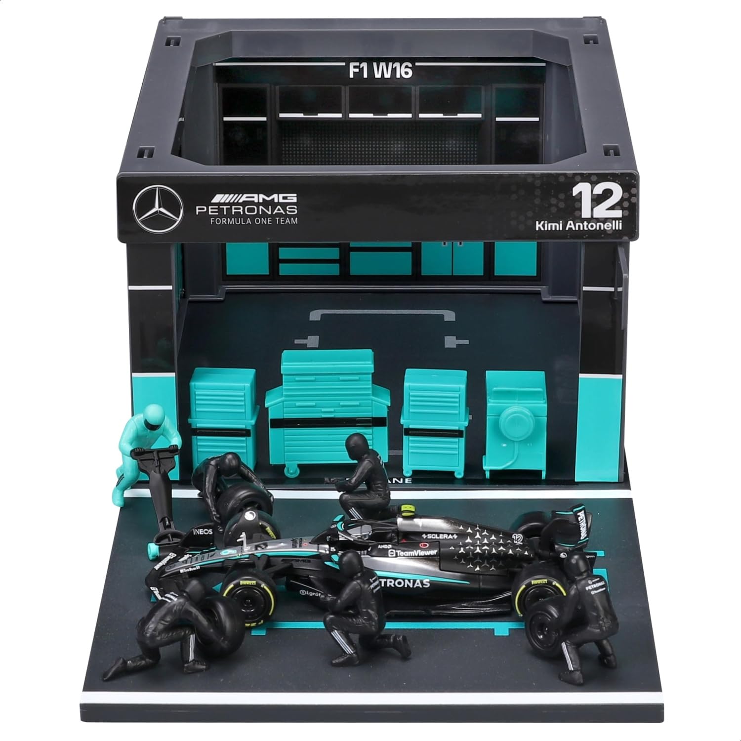 Bburago 1:43 Mercedes-AMG F1 W16 2025 Pit Pass Diorama Kimi Antonelli Model Car