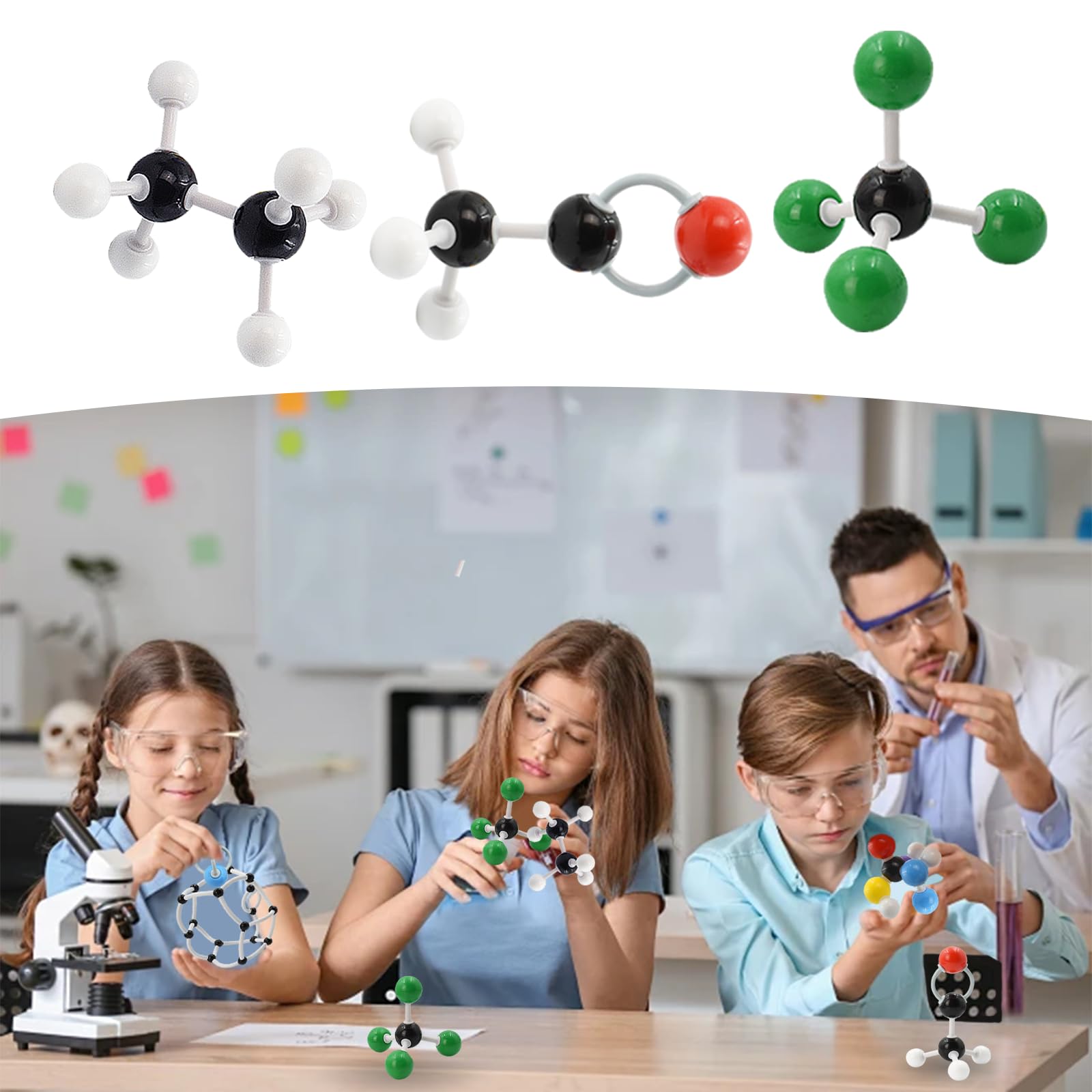 Surplex 444Pcs Chemistry Molecular Model Kit, Inorganic & Organic Structure Building Atom Links Educational Toys Teaching Learning Set for Teachers Students Scientists Chemistry Class - Image 2