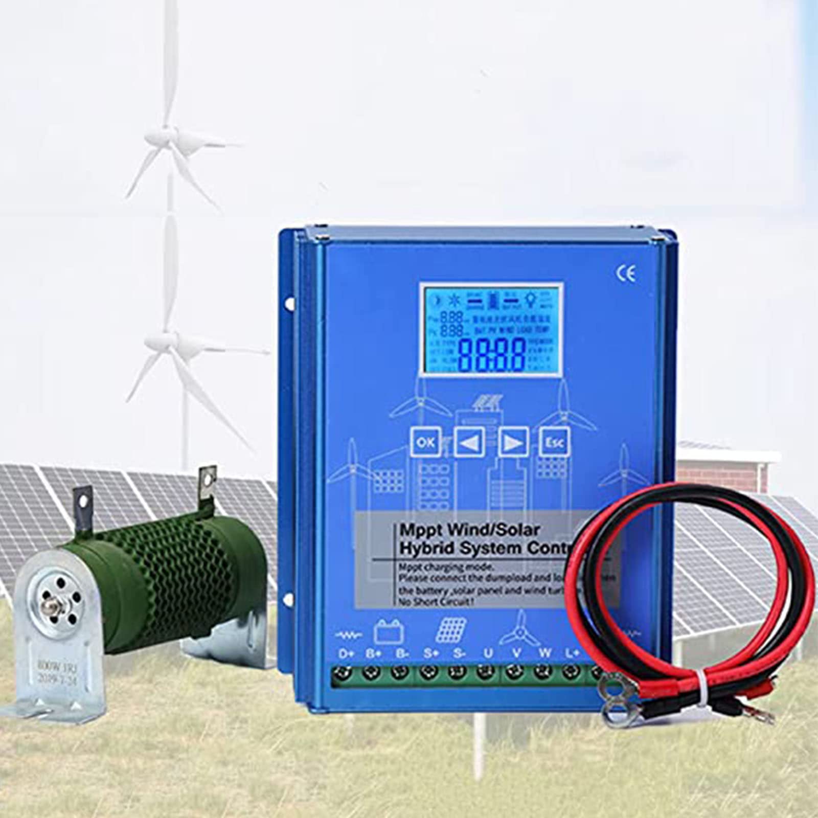 Régulateur hybride solaire éolien 8000 W MPPT 12V 24V 48V écran LCD