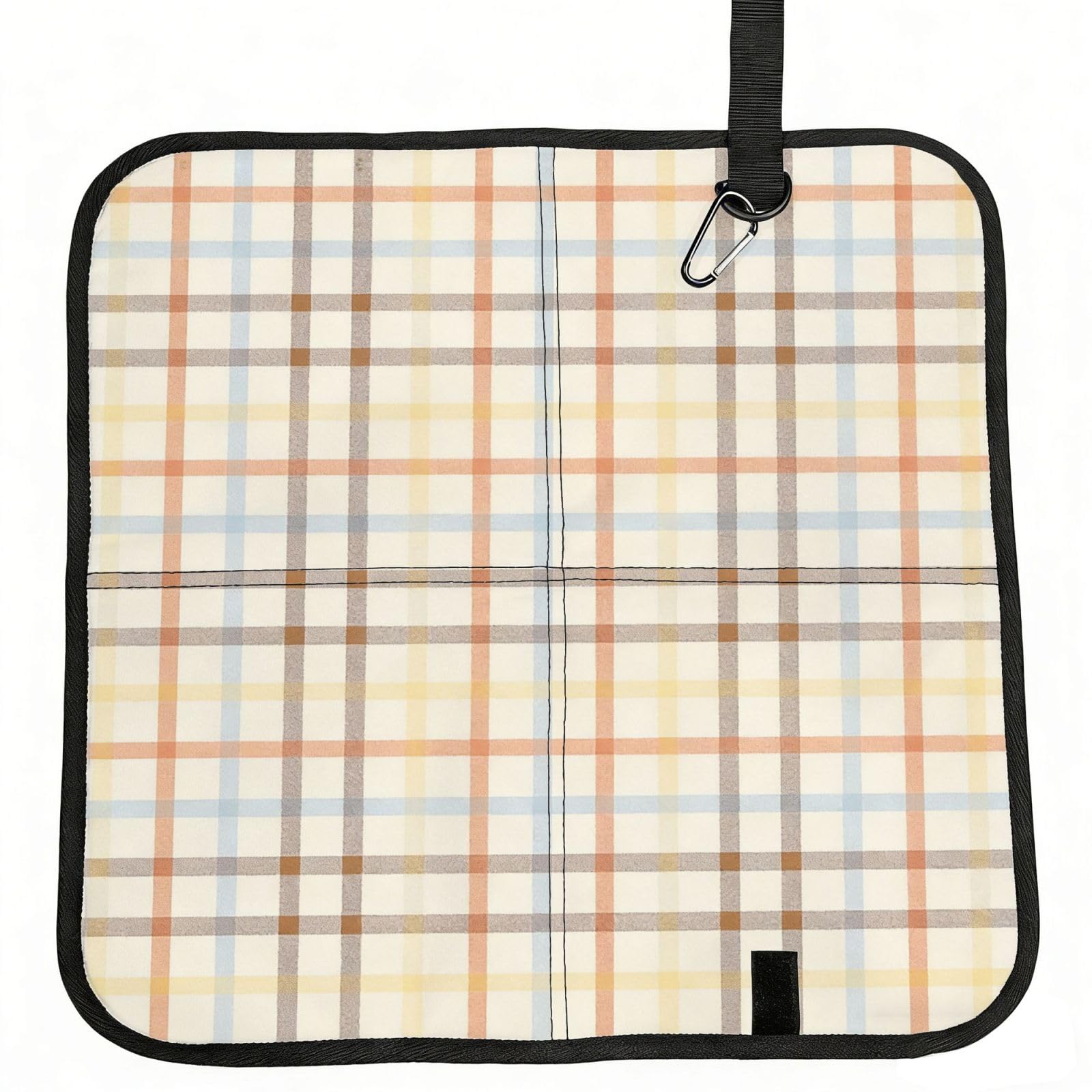 DUYIOKH Muted Color Grid Print Foldable Portable Seat Cushion for World Cup Games, Camping and Outdoor Activities