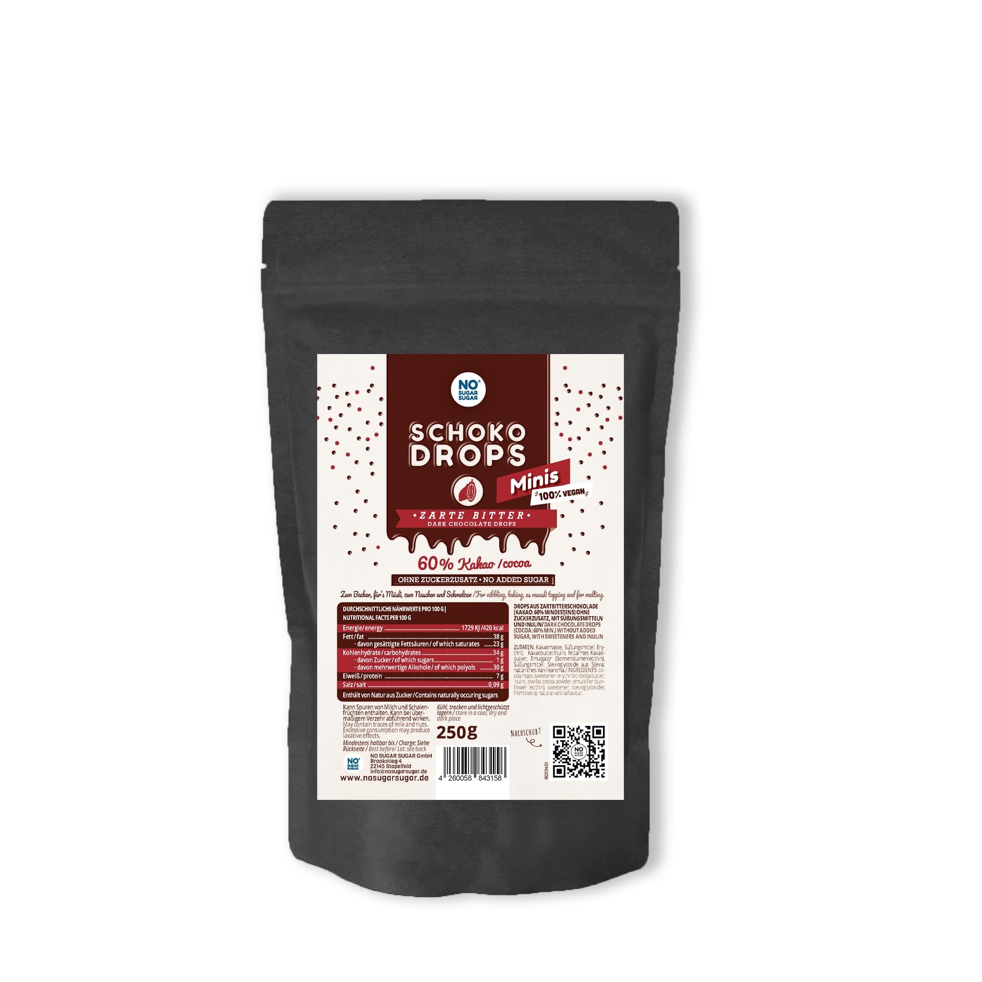 NO SUGAR SUGAR Probierset Schokodrops Minis Weiß, Vollmilch und Zartbitter ohne Zuckerzusatz, gesüßt mit Erythrit und Stevia (3x 250g)