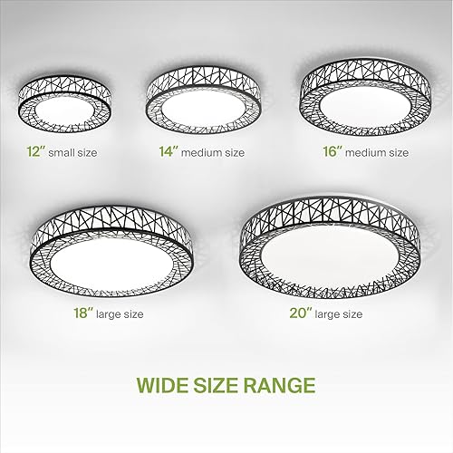 Miniatura 6 de ASD Lámpara LED de techo empotrada de 14 pulgadas, moderna lámpara de techo negra de 24 W, 1534 LM, 2700-5000 K, regulables, de bajo perfil, para