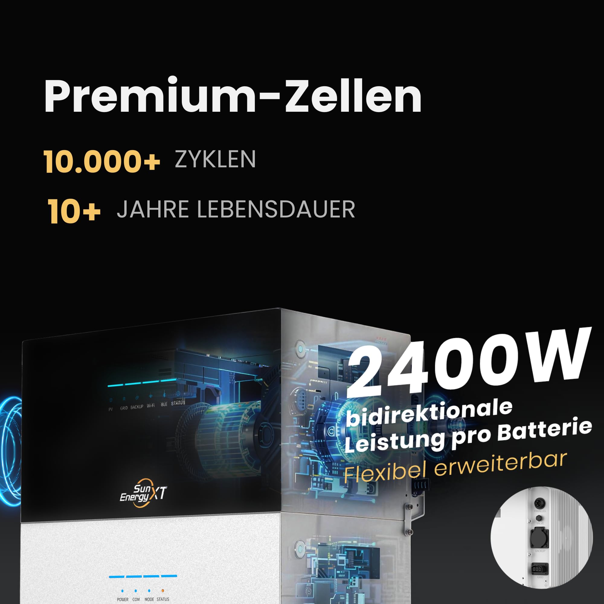 ALLDREI® XT 500 5KWh Balkonkraftwerk-Speicher mit 800W Wechselrichter, 4 MPPT, All-In-One Stromspeicher Solarspeicher