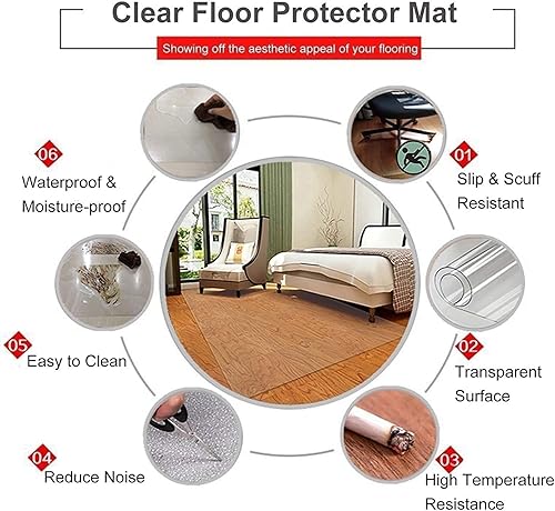 Miniatura 5 de Alfombrillas de plástico para sillas de piso duro, vinilo transparente para silla de oficina en suelo de madera dura, almohadilla protectora de