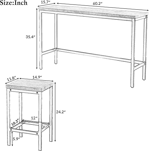 Miniatura 9 de Merax Juego de mesa de pub con altura de mostrador con 3 taburetes mesa de bar y silla juego de mesa de comedor de 4 piezas con marco de metal