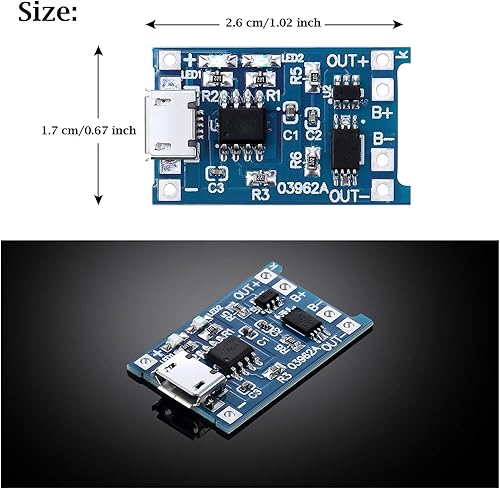 Miniatura 7 de Weewooday Módulo de carga Placa de carga de batería con protección de batería BMS 5v Micro USB 1a Módulo de carga de litio (40 piezas)