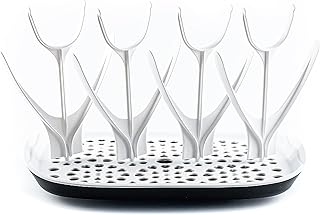 KLAGENA Stojak na butelki i akcesoria do butelek, biały/niebieski, na maks. 8 butelek (do 330 ml)/ stojak na sucho/ociekacz / uchwyt na butelki/stojak na butelki