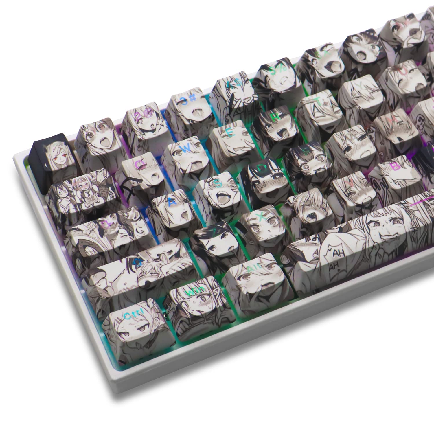 PBT Anime Keycaps 108 Keys, XVX Japanese Custom Backlit Keycaps, OEM Profile Keycaps for 61/87/104/108 Cherry Gateron MX Switches Mechanical Keyboard (Black Anime)