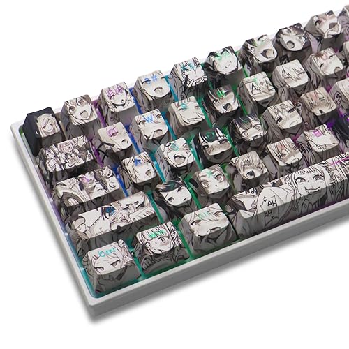 GMKWTL PBT Anime Keycaps 108 Keys, XVX Japanese Custom Backlit Keycaps, OEM Profile Keycaps for 61/87/104/108 Cherry Gateron MX Switches Mechanical Keyboard (Black Anime) - Black Anime