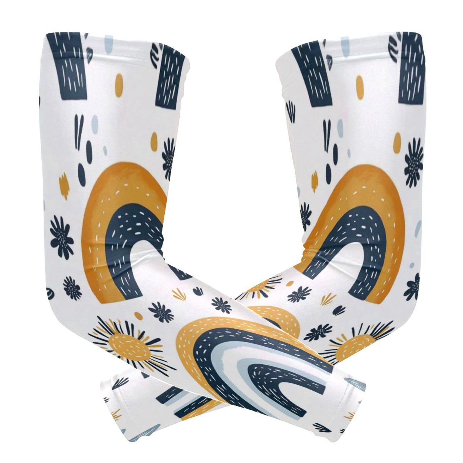 Kigai Rainbow UV Sun Protection Arm Sleeves for Men Women Cooling Compression Sports Arm Sleeves Tattoo Cover Up