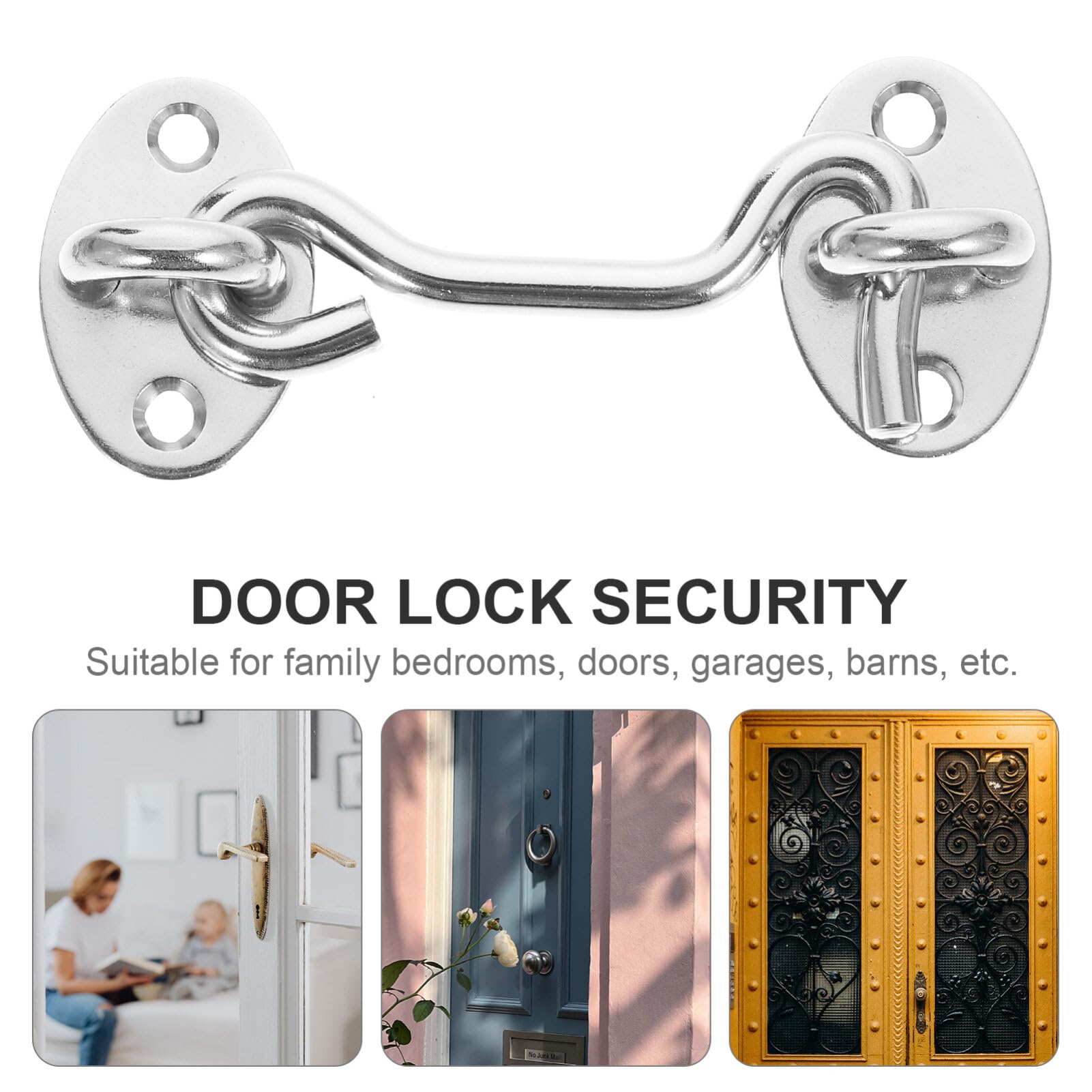 SOLUSTRE 5pcs Stainless Steel Wind Hook Door Lock Hook Easy Install for Windows Doors Barn Gates