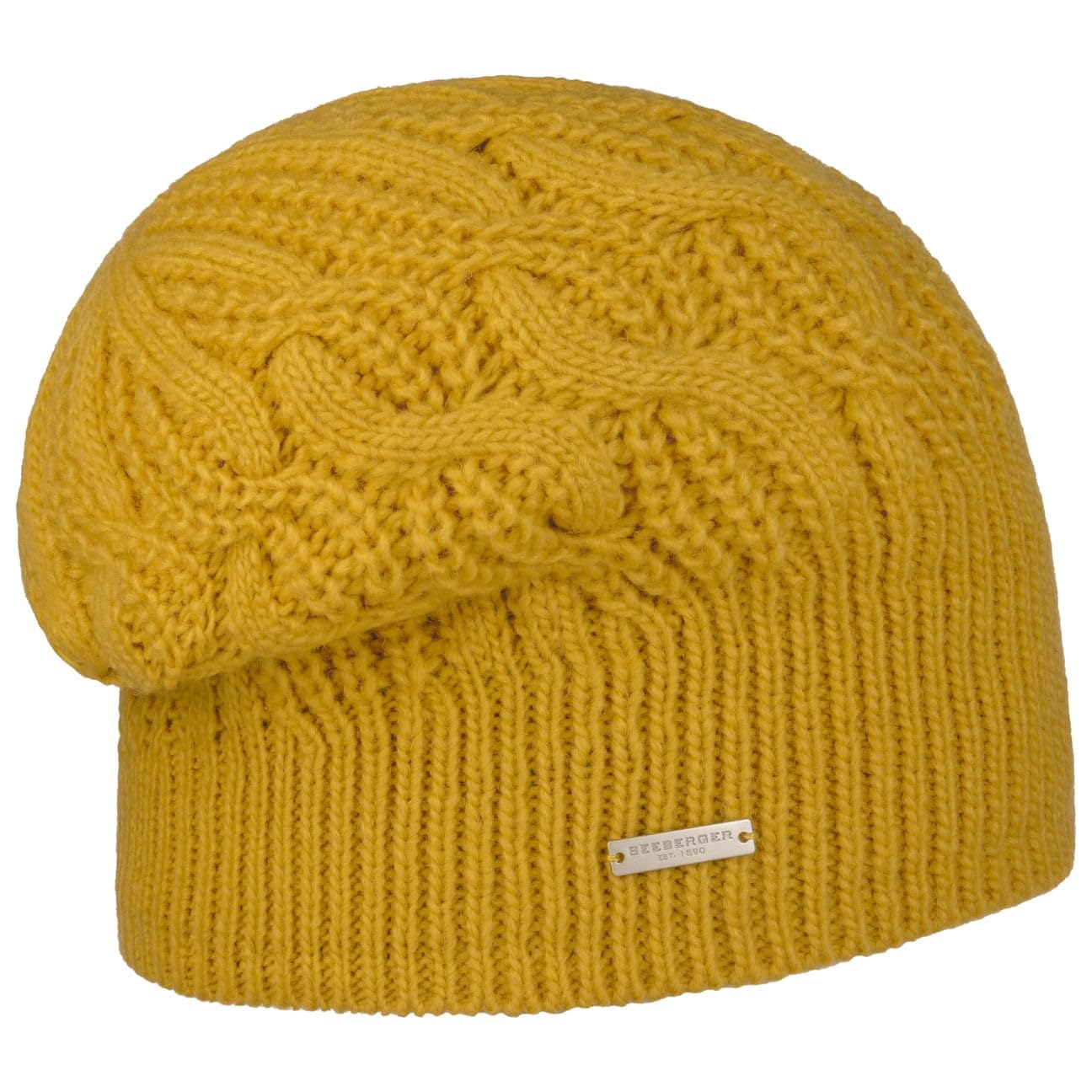 Seeberger Landesta Headsock Beanie Women's Winter Hat Knitted Hat with Lining Autumn Winter, yellow, One Size