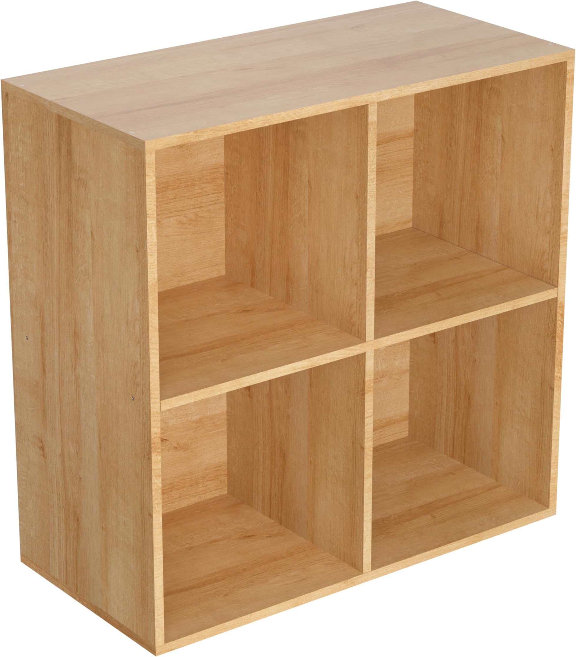 Wooden 4 Cube Storage Organizer with Closed Back Panel,White Cube Shelf Cubby Storage Organizers with Compartments for Living