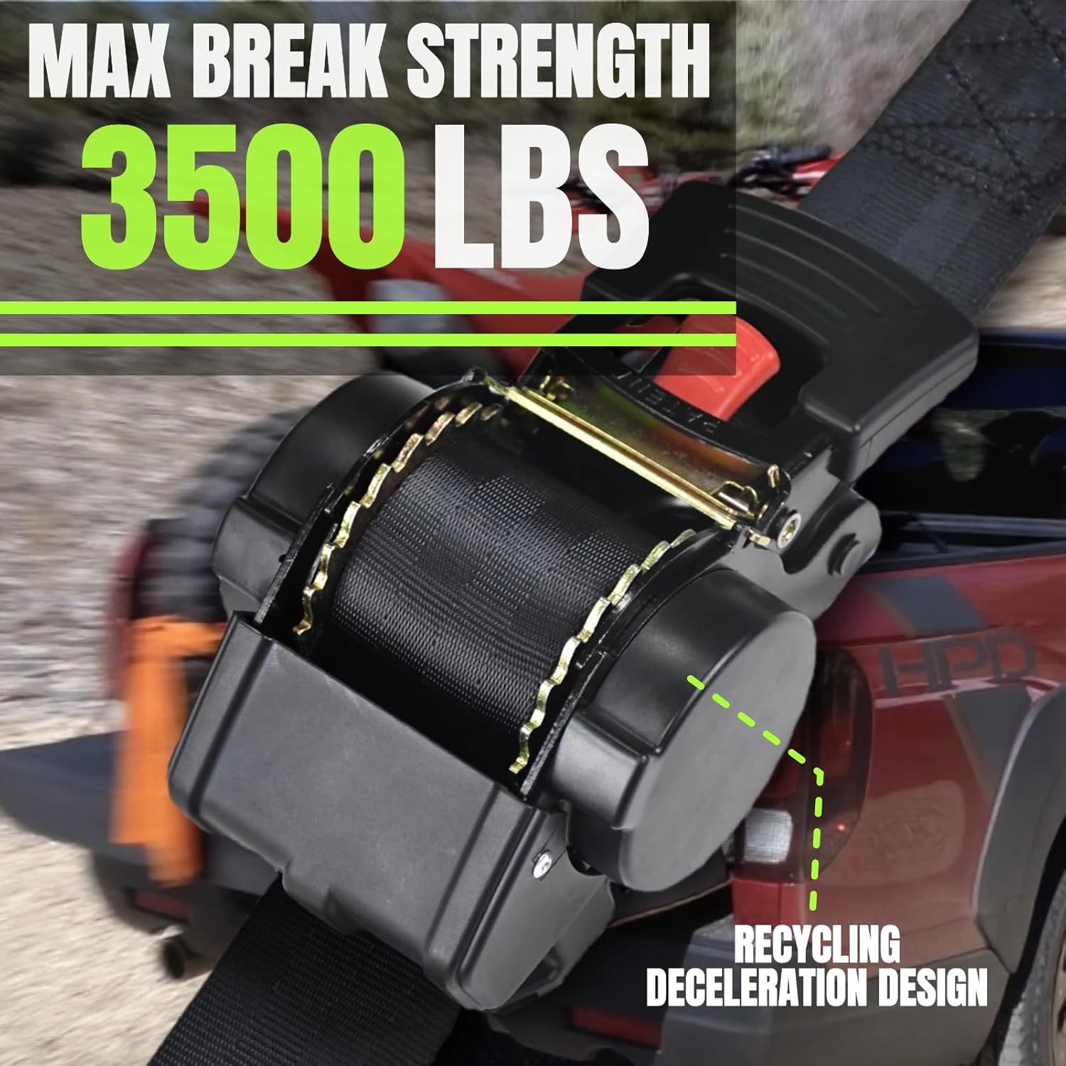 UMIRO Retractable Ratchet Straps 3500lbs Break Strength, Heavy Duty 2''x10' Auto Retract Tie Down Ratchet Straps Upgraded Controller Retraction Ratchet Strap for Trailer, Motorcycle, ATV - Image 2