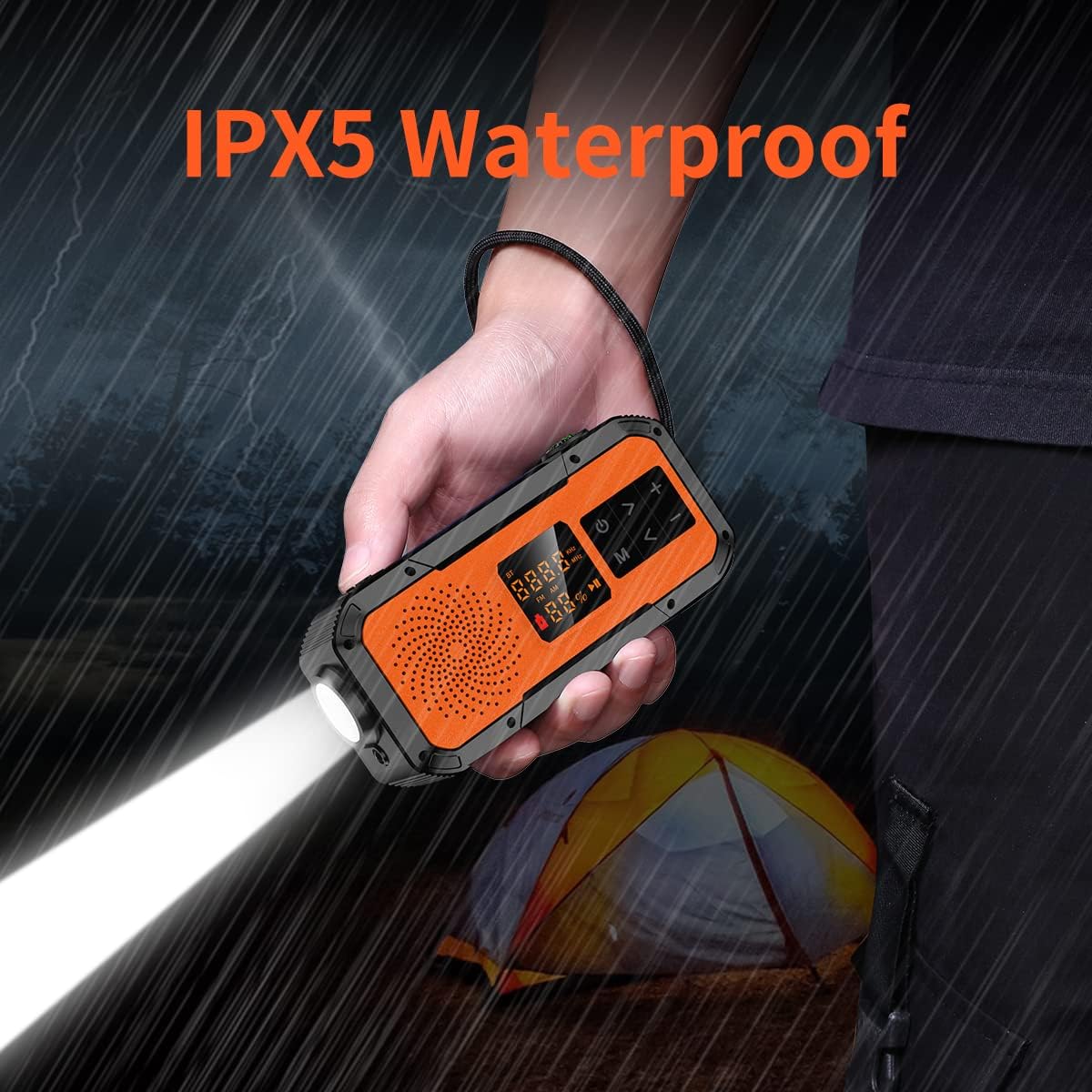 KAYINOW Emergency NOAA Weather Alert Radio - with Bluetooth Speaker, IPX5 Waterproof Hand Crank Solar, 5000mAh Battery Backup Radio AM FM, Flashlight, SOS, USB Phone Charger, Home, Camping, Survival : Electronics