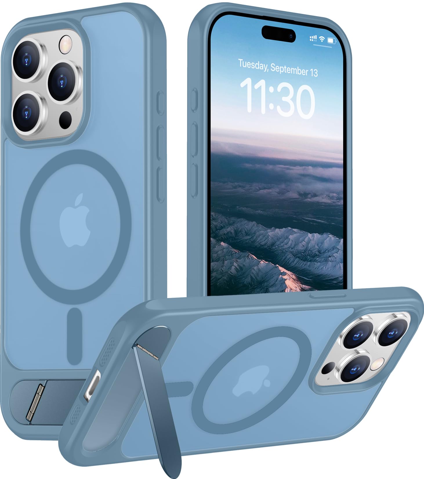 Temdan Magnetic Compatible with iPhone 15 Pro Case, [Built-in Invisible Kickstand][Compatible with MagSafe][Military Grade Shockproof] Slim Translucent Matte Phone Case for iPhone 15 Pro 6.1"