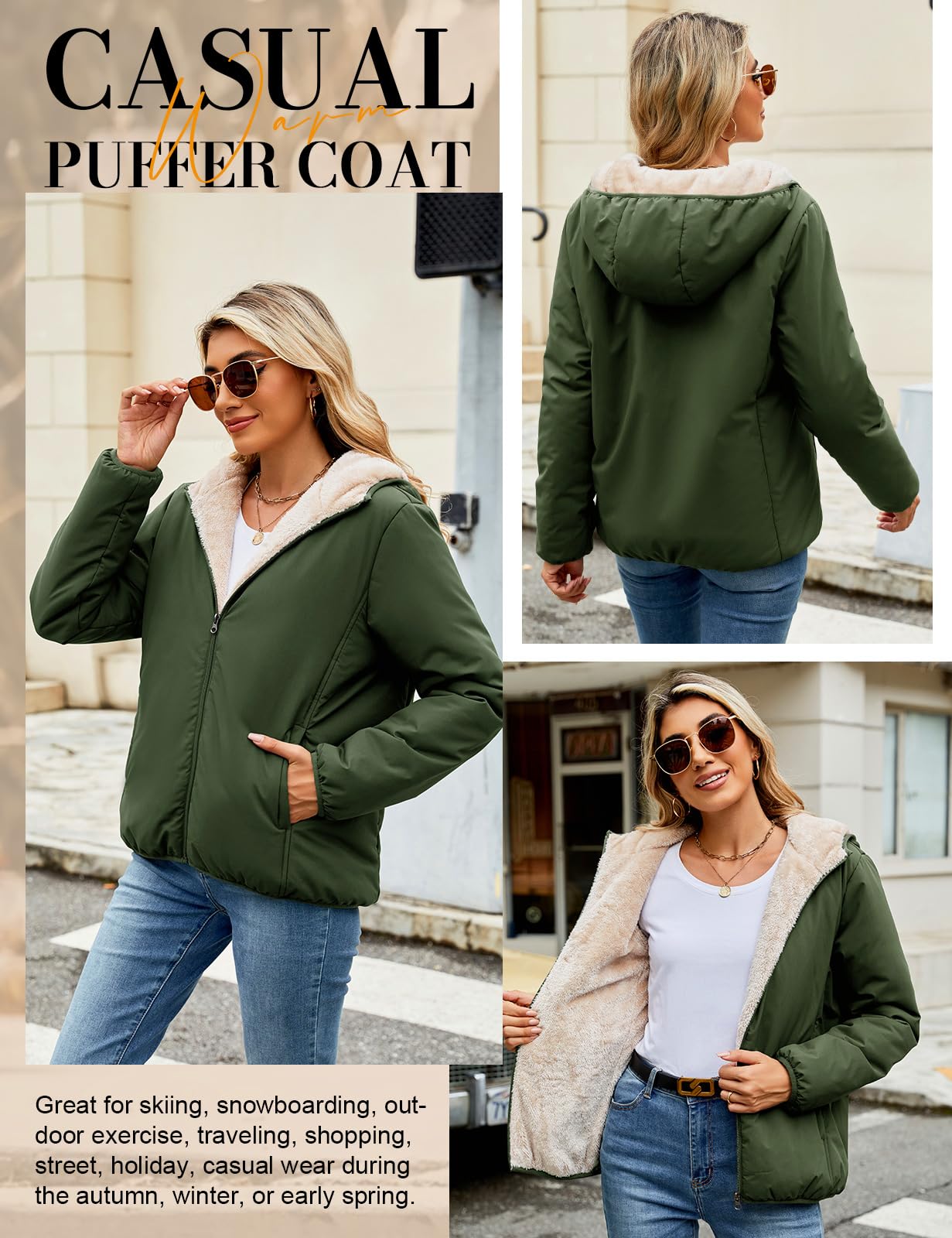 CMTOP Felpa Donna con Cappuccio Foderati Cappotto Invernale in Pile Termica Felpa con Zip Corta Hoodie Giacca Casual Outwear Felpa con 2 Tasche per Autunno Invernali