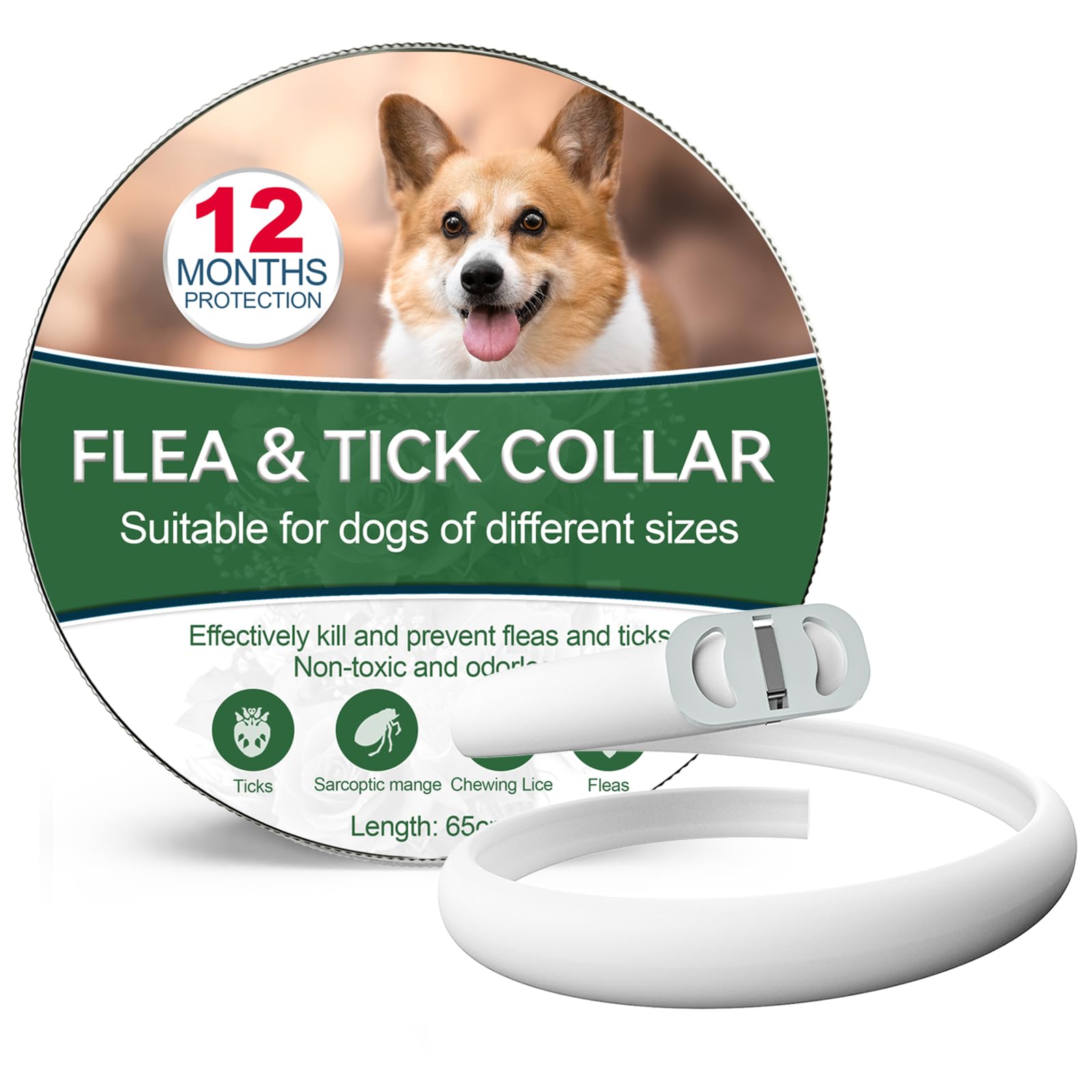 Collar Antiparasitario Perros, Seguro Eficaz Collar Antipulgas Perros Hecho de Aceites Esenciales 100%, Collares Antipulgas para Perros de 12 Meses de Eficacia para Perros de Todos Los Tamaños (1pack)