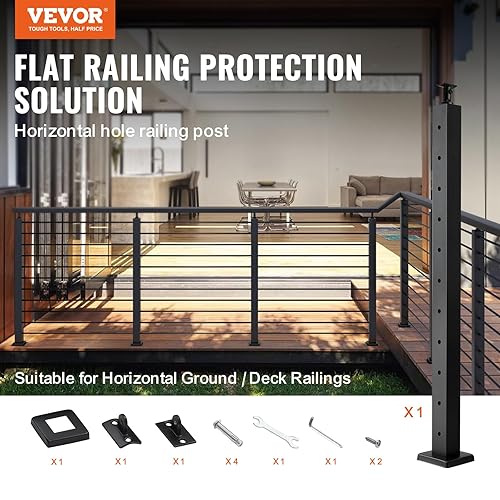 Miniatura 51 de VEVOR Poste de riel de cable, 36 x 1.5 x 1.5 pulgadas, poste de escalera de nivel para escalera, poste de barandilla de acero inoxidable, acabado
