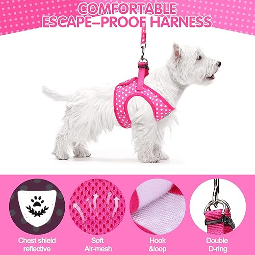 Miniatura 3 de Juego de arnés y correa para perro arnés ajustable para mascotas con diseño reflectante arnés de liberación rápida y a prueba de escape con malla